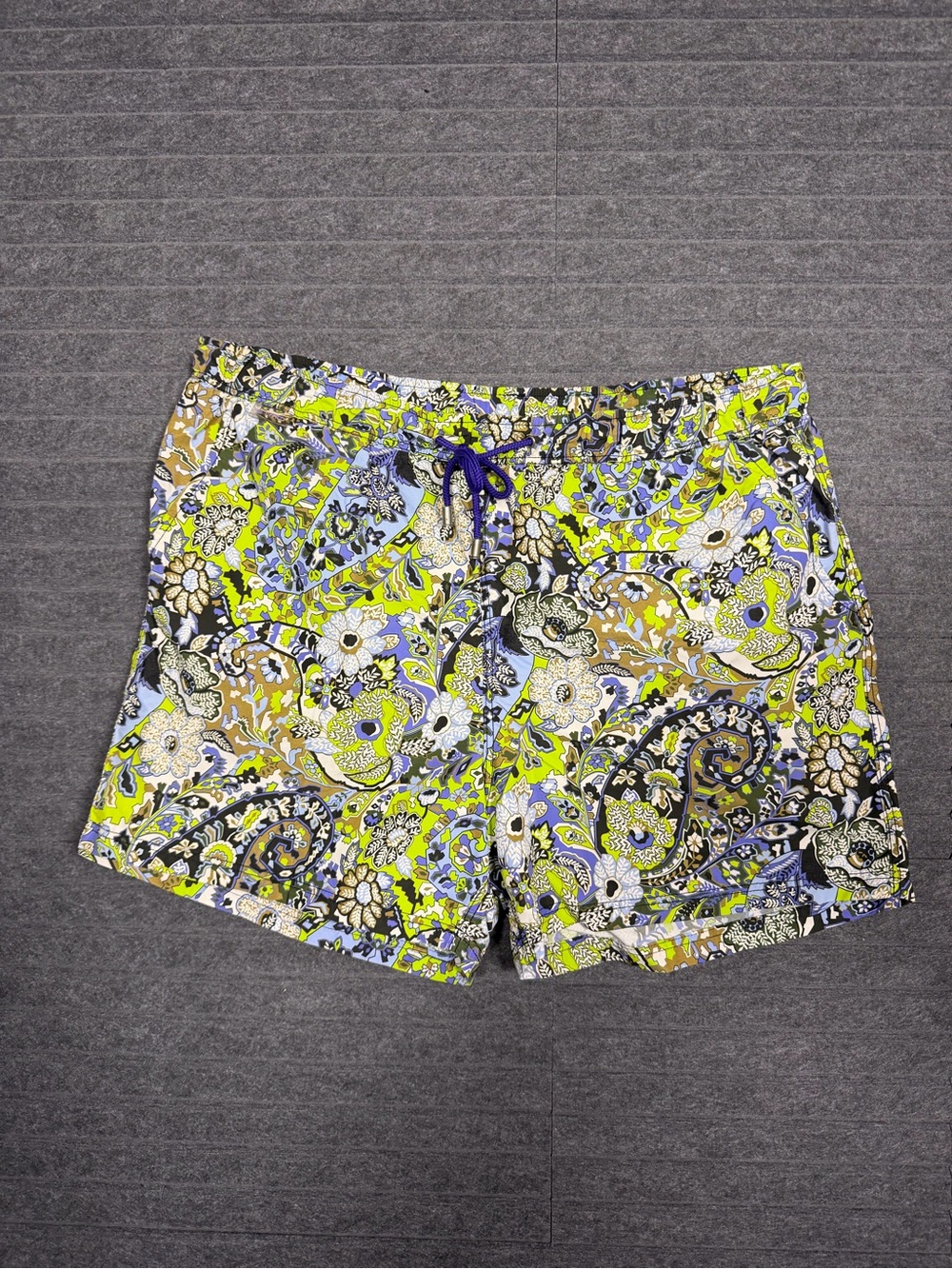 ETRO Milano Swim Trunks Mens XXL Lined Paisley Drawstring Beach Made In Italy